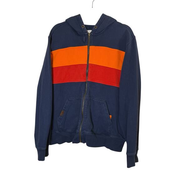 California Cowboy PCH Men's Stripe Full Zip Hoodie Farallon Navy Sweatshirt Sz L - Picture 1 of 10